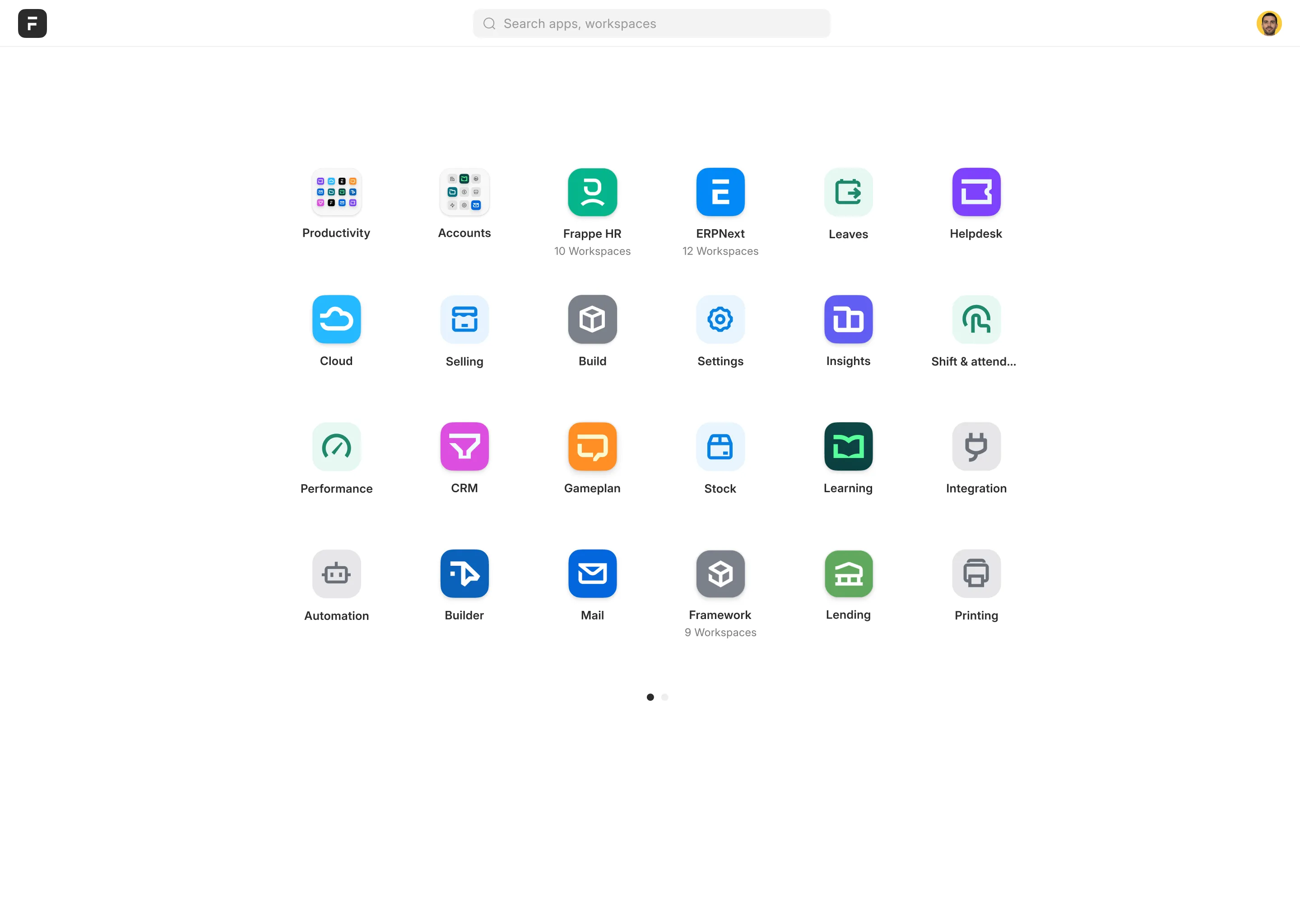 Frappe Framework ERP workspace dashboard and real-time inventory management preview